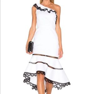 ALEXIS One shoulder high low midi dress